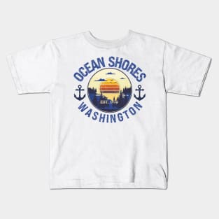 OCEAN SHORES WASHINGTON EST 1970 BEACH SUNSET Kids T-Shirt